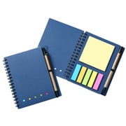 Spiral Notebook Steno Pads Notebook with Pen, Lined Notepad with Pen in Holder, Sticky Notes, Page Marker Colored Index Tabs Flags, 4.7"x5.7" Kraft Paper Cover Small Pocket Notebooks