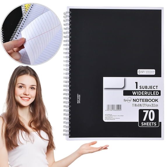 Spiral Notebook Wide Ruled 1 Subject Notebook with 70 Sheets, 7.9 x 10.6 Inch Composition Notebook for Writing Notes, Journaling and Everyday Organization Office Supplies