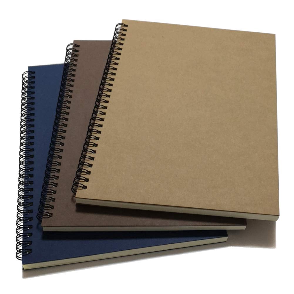 Spiral Notebook/spiral Journal Lined  B5 Hard Cover Wire Bound Notebook Ruled 70 Sheets (140 Pages) 10.5" X 7.3" 3 Notebooks Per Pack Dark Brown/blue/brown