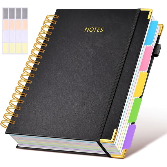 Spiral Notebook with 5 Dividers, 300 Pages Wide Ruled Journal, 8.5 x 11 in