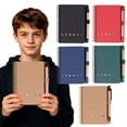 thumbnail image 1 of Spiral Notebook with Pen 4.7 x 5.9in Brown Pocket Steno Pad Lined Journal Notebook with Sticky Notes Index Tabs Mini Notebook for Business Use, 1 of 5