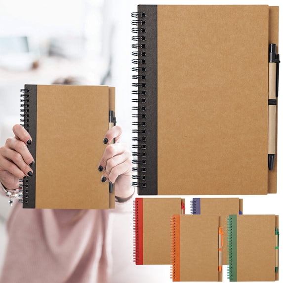 Spiral Notebook with Pen, College Ruled Writing Pad, Thick Hardcover, for Journals, Stud ents, Office and Business Red 1Set