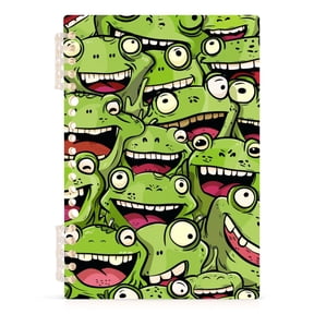 Spiral Notebooks 60 Sheets 120 Pages A5 Journal Notepad 8.3x5.7 Inch Thick Adjustable College Ruled Paper Funny Cartoon Frogs Face