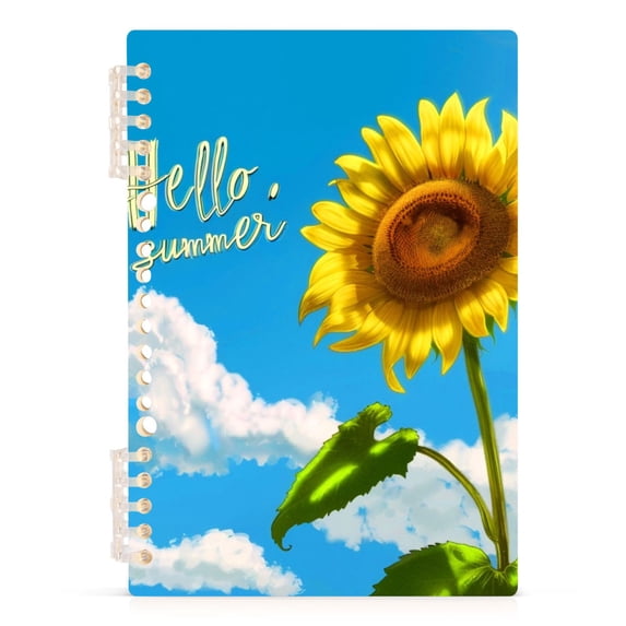 Spiral Notebooks 60 Sheets 120 Pages A5 Journal Notepad 8.3x5.7 Inch Thick Adjustable College Ruled Paper Hello Summer Sunflower