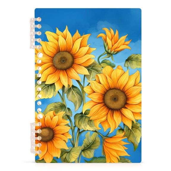 Spiral Notebooks 60 Sheets 120 Pages A5 Journal Notepad 8.3x5.7 Inch Thick Adjustable College Ruled Paper Sunflowers Bouquet