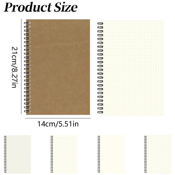 Spiral Notebooks A5 Kraft Brown Cover,Memo Notepad Sketchbook,Kraft Notebooks,Kraft Journal,Notebooks for Work Travel Students Office Business Subject Diary,8.3"x5.5",A5 Blank Notebook,1 Pack