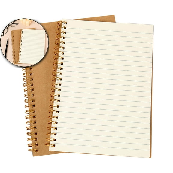 Spiral Notebooks A5 Lined Ruled Journals Bulk Thick Paper for Work, Notes Taking, Gifts 120 Pages/60 Sheets Kraft