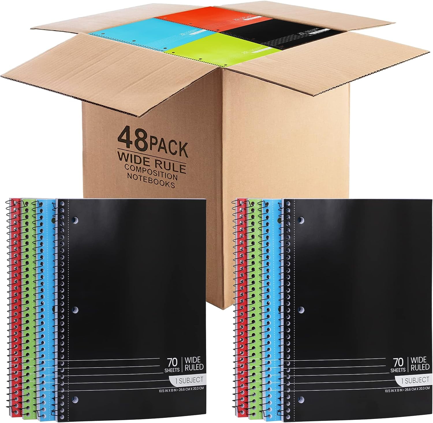 Spiral Notebooks, Bulk 1Subject Notebook, Wide Ruled Notebooks 70