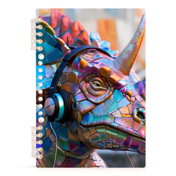 Spiral Notebooks Cool Dinosaur on Street 60 Sheets 120 Pages A5 Journal Notepad 8.3x5.7 Inch Thick Adjustable College Ruled Paper
