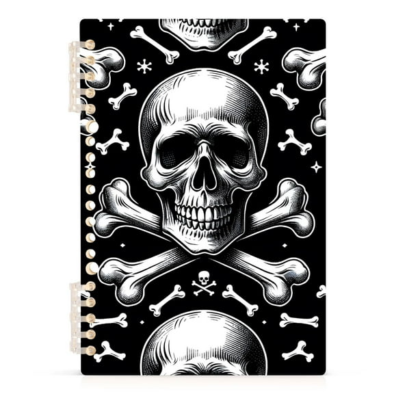Spiral Notebooks Cool Skull and Crossbones 60 Sheets 120 Pages A5 Journal Notepad 8.3x5.7 Inch Thick Adjustable College Ruled Paper