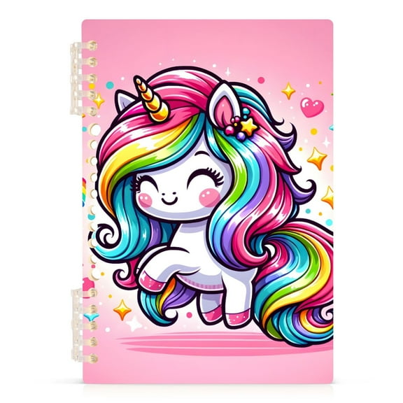 Spiral Notebooks Cute Cartoon Rainbow Unicorn 60 Sheets 120 Pages A5 Journal Notepad 8.3x5.7 Inch Thick Adjustable College Ruled Paper