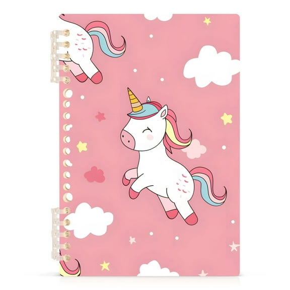 Spiral Notebooks Cute Unicorn Cloud Star 60 Sheets 120 Pages A5 Journal Notepad 8.3x5.7 Inch Thick Adjustable College Ruled Paper