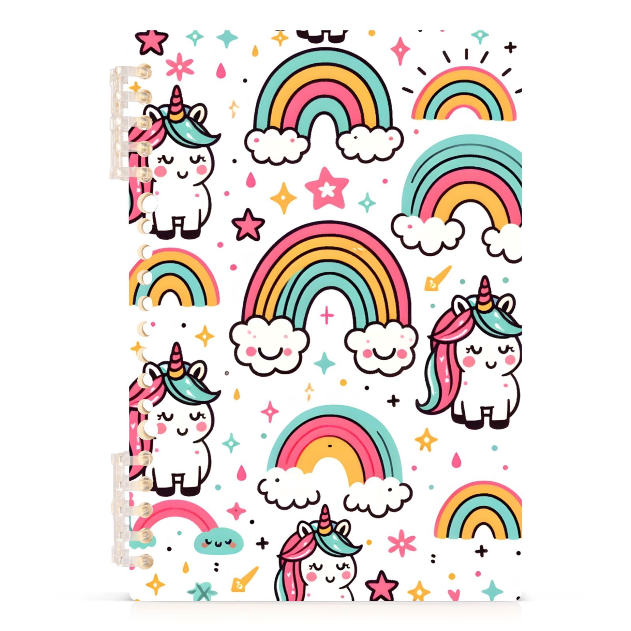 Spiral Notebooks Cute Unicorns and Rainbow 60 Sheets 120 Pages A5 ...