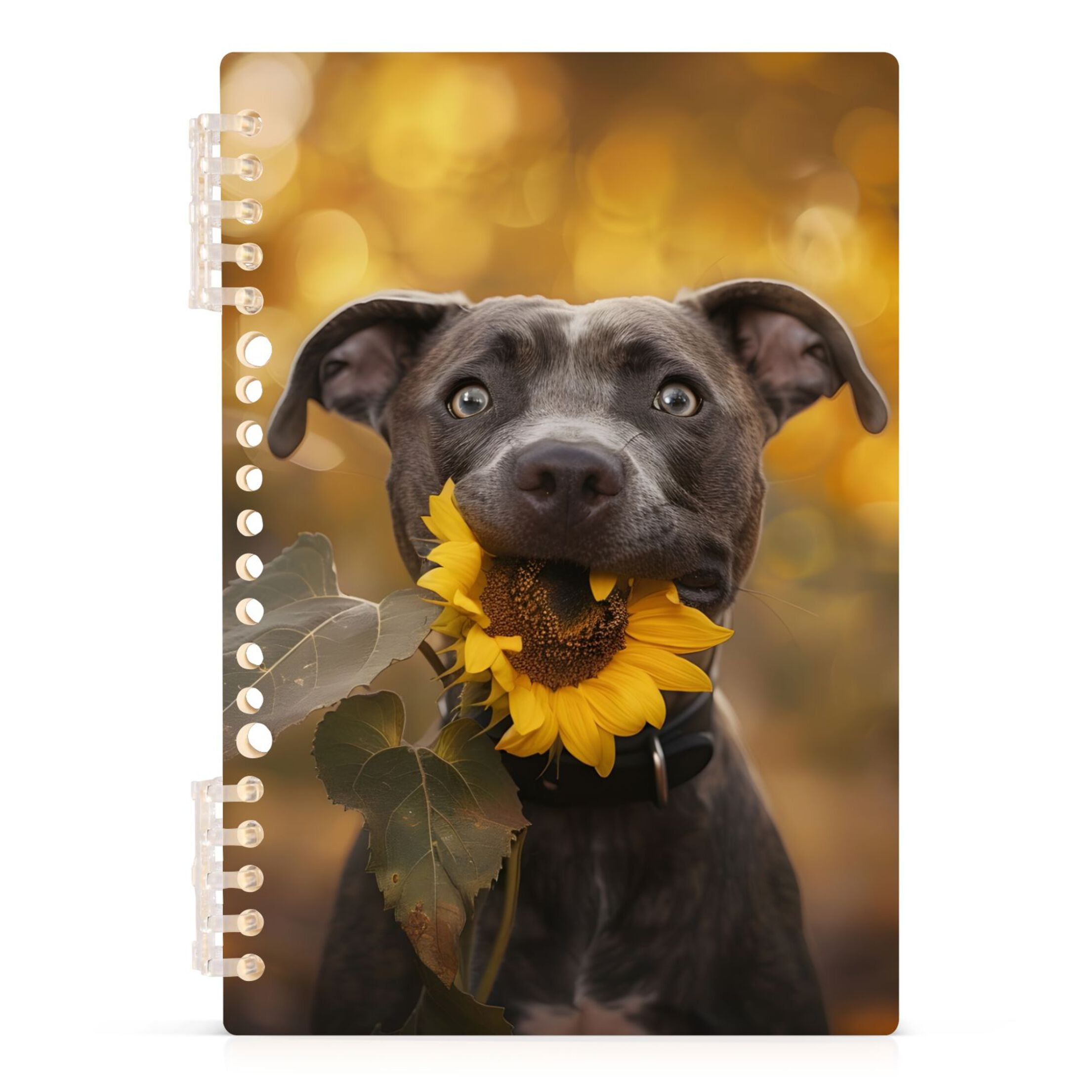 Spiral Notebooks Dog with Sunflower 60 Sheets 120 Pages A5 Journal ...