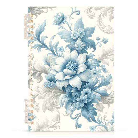 Spiral Notebooks Elegant Baroque Floral Flowers 60 Sheets 120 Pages A5 Journal Notepad 8.3x5.7 Inch Thick Adjustable College Ruled Paper