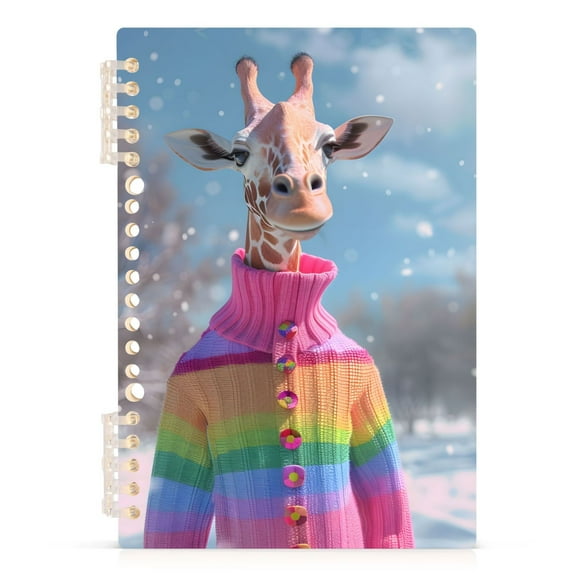 Spiral Notebooks Giraffe in Winter 60 Sheets 120 Pages A5 Journal Notepad 8.3x5.7 Inch Thick Adjustable College Ruled Paper