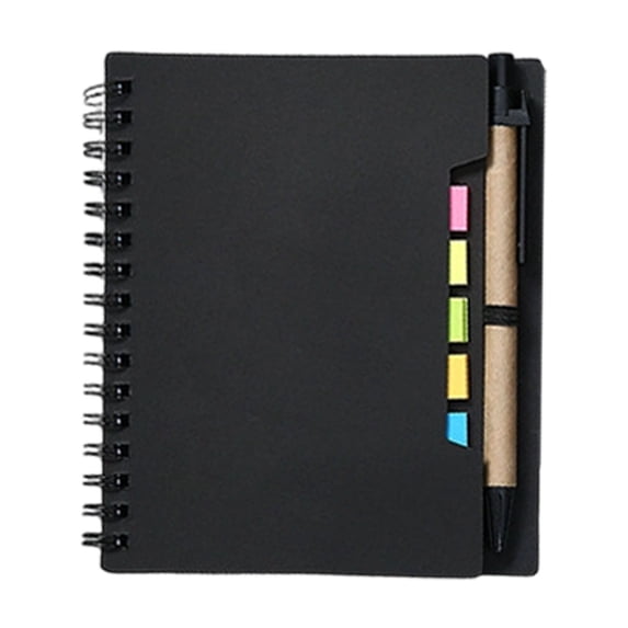 Spiral Notebooks,Lined Journal Notebook With Pen Holder & Colorful Sticky Tabs,Small Pocket Notebook For Business,Writing and Note Taking,Notepad With Divider Tabs,4 Colors(5.7X4.56")(Black)