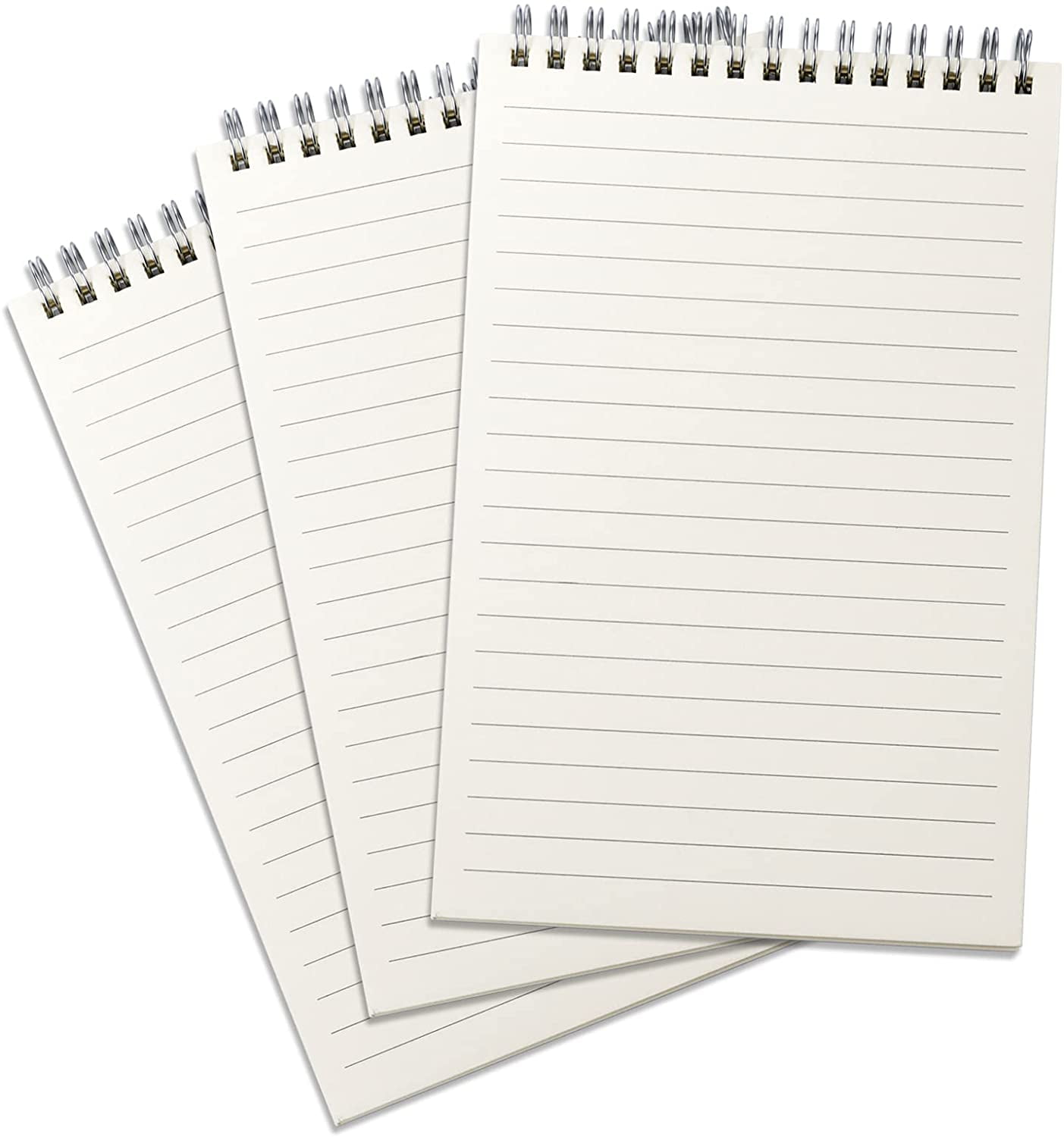 Spiral Notebooks Steno Pads Wirebound Memo Notepads, Moisture Resistant PP Cover, 5.7" x 8.3", 3 Pads/Pack, 80 Sheets/Pad(Cornell)