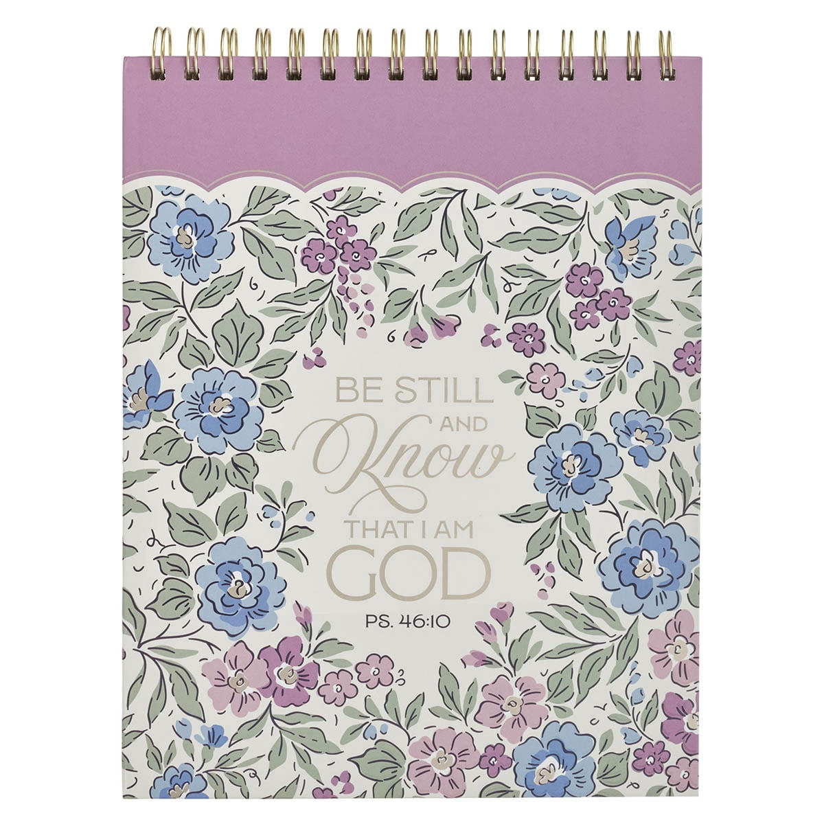 Be Still and Know Purple Floral Spiral Notepad - Psalm 46:10