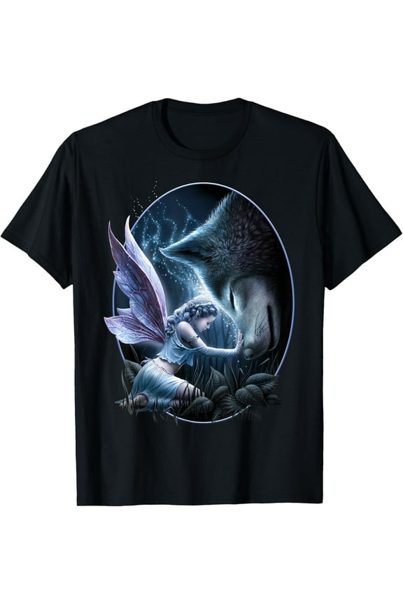 - Sacred Bond - Fairy and Wolf T-Shirt