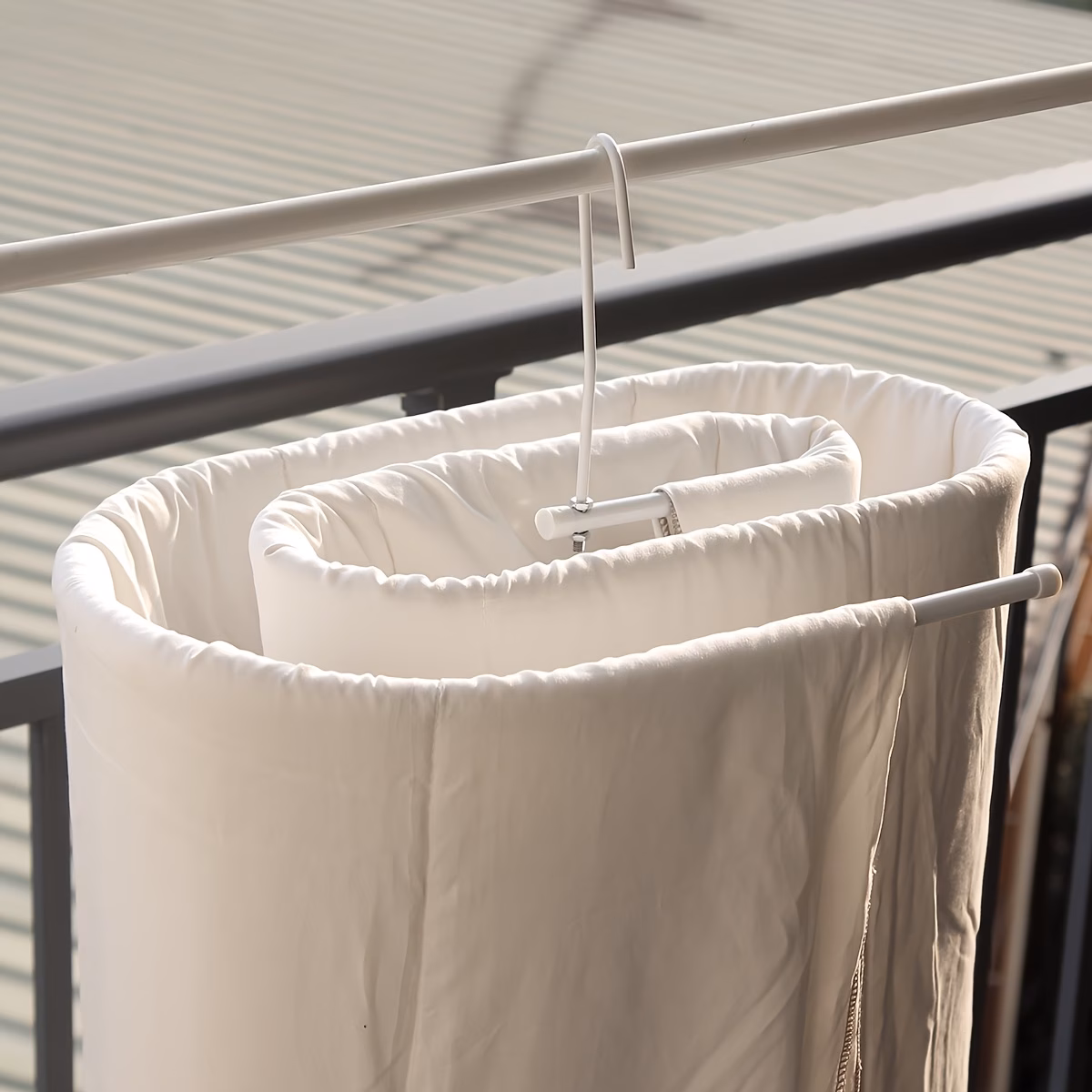 Spiral Oval Drying Rack for Blankets Durable Clothes Hanger with Rotating Hook, Space-Saving for Balcony Laundry Room Yard, Dries Blankets Vests Underwear
