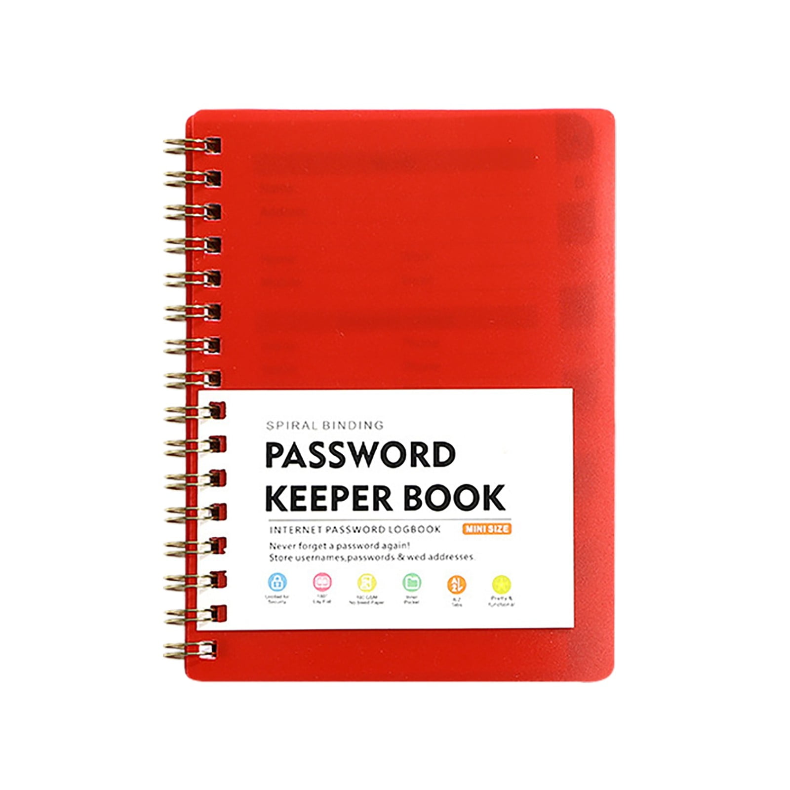 Spiral Password Book with Individual Alphabetical Tabs A6 Password ...