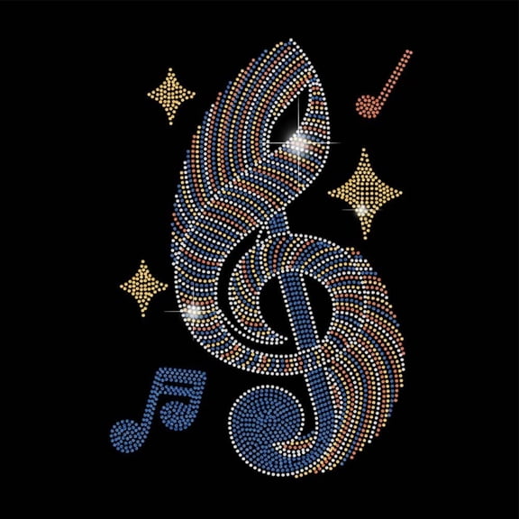 Spiral Pattern Phonogram Iron on Rhinestones Transfer Phonetic Symbol Bling Hot Fix Iron on Patch Transfer Decals Music Theme Heat Transfer Clothing Repair Decor
