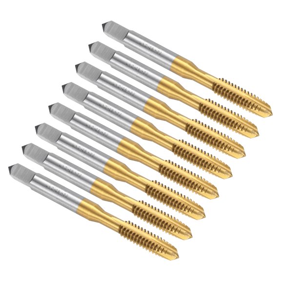 Unique Bargains Spiral Point Plug Threading Tap 1/4-20 UNC Thread, Ground Threads H2 , HSS 6542 Titanium Coated, 8pcs