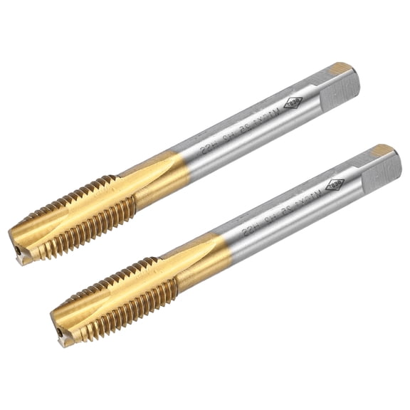 Spiral Point Plug Threading Tap M10 x 1.25 Thread, Ground Threads H2 , HSS 6542 Titanium Coated, 2pcs