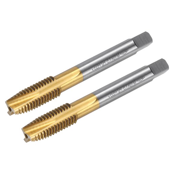 Spiral Point Plug Threading Tap M10 x 1.5 Thread, Ground Threads H2 , HSS 6542 Titanium Coated, 2pcs
