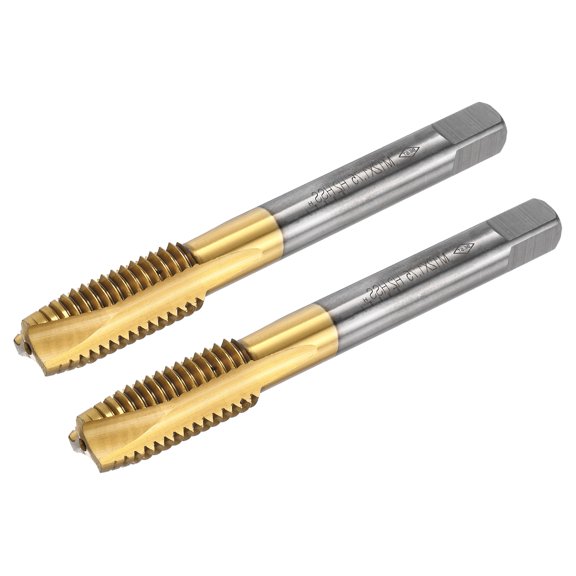 Spiral Point Plug Threading Tap M12 x 1.75 Thread, Ground Threads H2 , HSS 6542 Titanium Coated, 2pcs