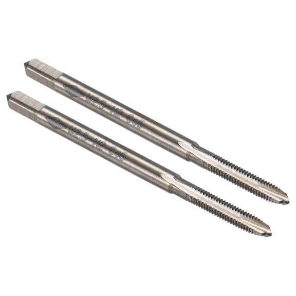 Spiral Point Plug Threading Tap M2.5 x 0.45 Thread, Ground Threads H2 , M35 HSS-CO Heat Coloring, 2pcs