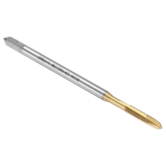 Spiral Point Plug Threading Tap M2.5 x 0.45 Thread, Ground Threads H2 , M35 HSS-CO Titanium Nitride Coating