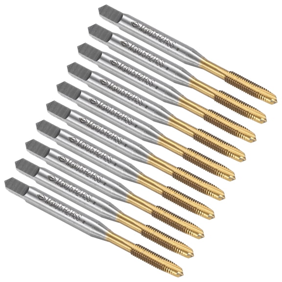 Spiral Point Plug Threading Tap M3 x 0.5 Thread, Ground Threads H2 , HSS 6542 Titanium Coated, 10pcs