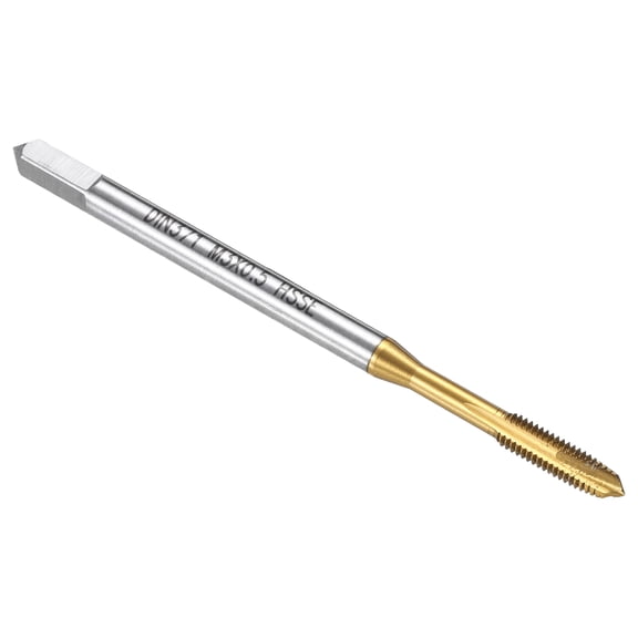 Spiral Point Plug Threading Tap M3 x 0.5 Thread, Ground Threads H2 , M35 HSS-CO Titanium Nitride Coating