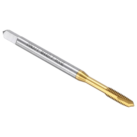 Spiral Point Plug Threading Tap M4 x 0.7 Thread, Ground Threads H2 , M35 HSS-CO Titanium Nitride Coating