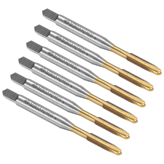 Spiral Point Plug Threading Tap M5 x 0.8 Thread, Ground Threads H2 , HSS 6542 Titanium Coated, 6pcs