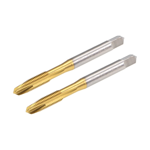 Spiral Point Plug Threading Tap M6 x 0.75 Thread, Ground Threads H2 3 Flutes, HSS 6542 Titanium Coated, 2pcs