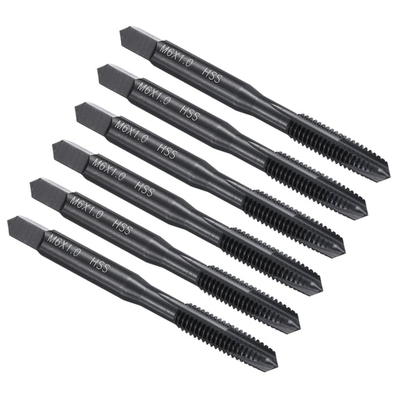 Spiral Point Plug Threading Tap M6 x 1.0 Thread, Ground Threads H2 , HSS 6542 Nitriding, 6pcs
