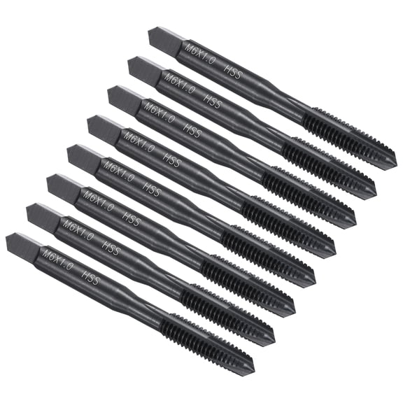 Spiral Point Plug Threading Tap M6 x 1.0 Thread, Ground Threads H2 , HSS 6542 Nitriding, 8pcs