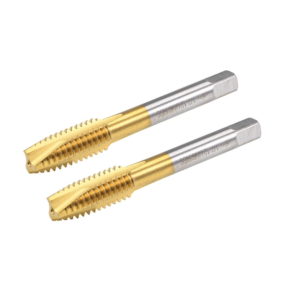 Spiral Point Plug Threading Tap UNC 1/2-12 Thread, Ground Threads H2 3 Flutes, HSS 6542 Titanium Coated, 2pcs
