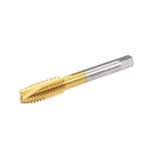 Spiral Point Plug Threading Tap UNC 1/2-12 Thread, Ground Threads H2 3 Flutes, HSS 6542 Titanium Coated