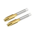 thumbnail image 1 of Uxcell Spiral Point Plug Threading Tap UNC 1/2-13 Thread, Ground Threads H2 3 Flutes, HSS 6542 Titanium Coated, 2pcs, 1 of 6