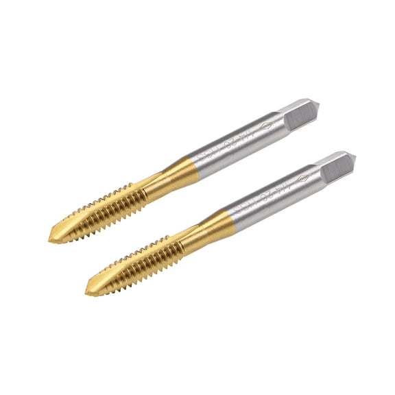Spiral Point Plug Threading Tap UNC 1/4-20 Thread, Ground Threads H2 3 Flutes, HSS 6542 Titanium Coated, 2pcs