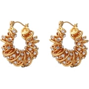 Spiral Quality Drop Earrings | Bold Zircon Cascading Design | Glamorous Golden Jewelry for Evening Gala & Red Carpet[p680]