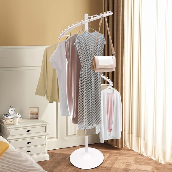 Spiral Rotating Clothing Rack, 360° Rotating Clothing Rack, Portable Garment Rack, Heavy Duty Spiral Retail Costumer Garment Rack,for Home Bedroom Boutique (White)