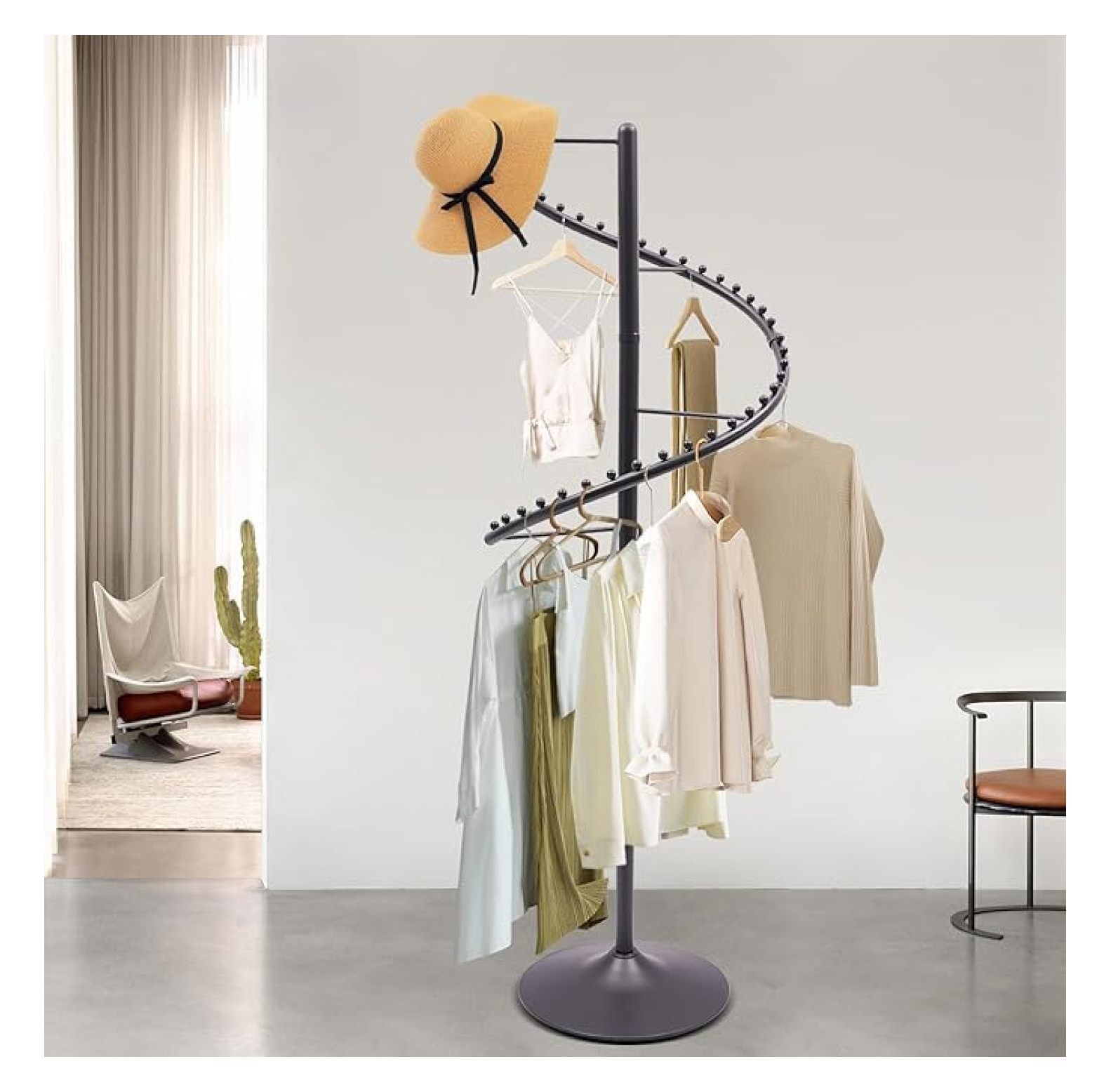 Rotary Fabric Rack Spiral Rotating Clothing Rack, 360° Spiral Costumer Heavy Duty Garment ...