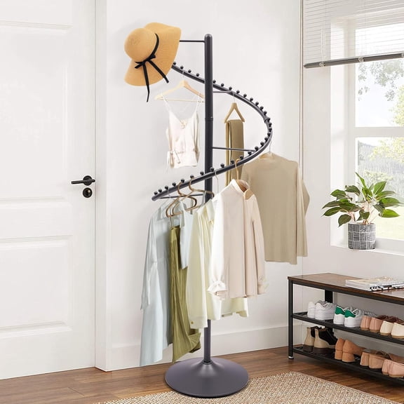 Spiral Rotating Clothing Rack, 38 Ball Heavy Duty Metal Garment Rack, 71 Inch Freestanding Coat Rack, Clothes Display Hanger for Boutique Bedroom Space Saving