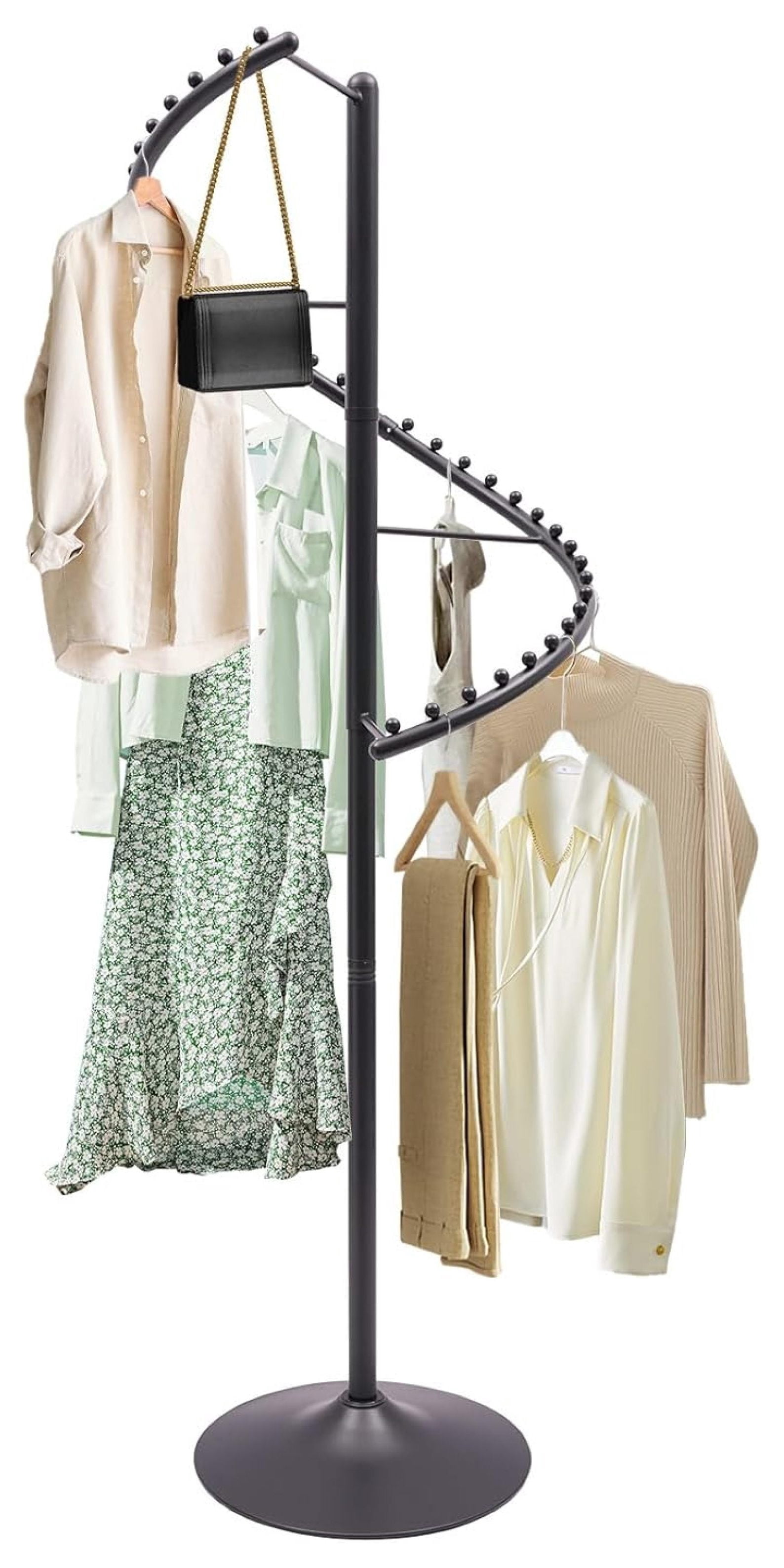 Small Rotating Clothes Rack Spiral Rotating Clothing Rack, Freestanding Hanging Clothing Display ...