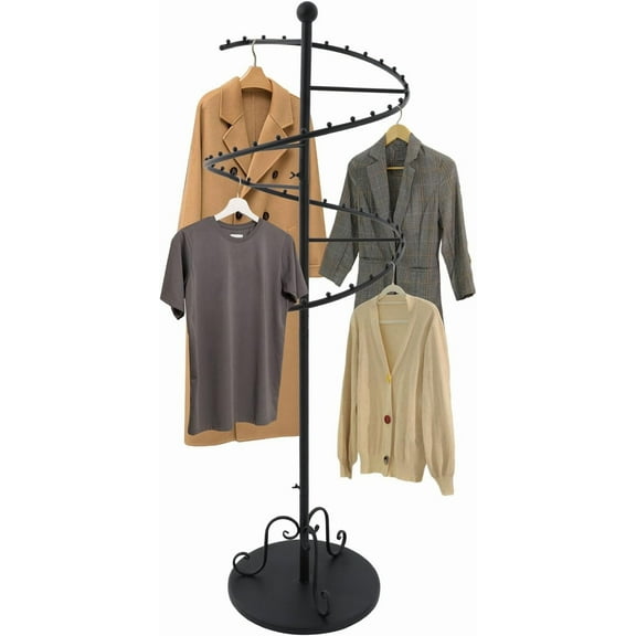 Spiral Rotating Clothing Rack, Freestanding Heavy Duty Garment Rack, Clothing Display Racks for Retail Store, Bedroom, Living Room (Black)